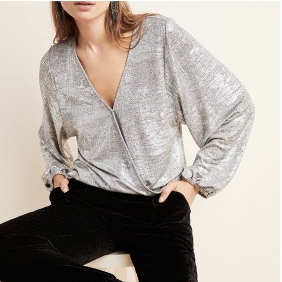Anthropology Carys Dolman Top‎ Silver  XS - Picture 1 of 13